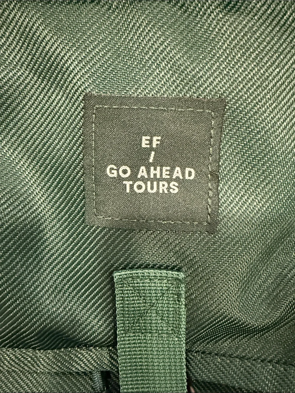 EF Go Ahead Tours green rucksack